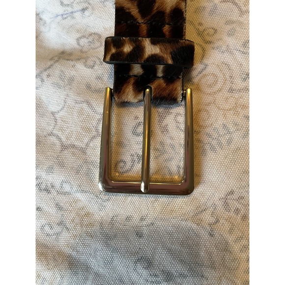 White House Black Market women's Leopard Print Haircalf  genuine Leather Belt - Picture 5 of 8